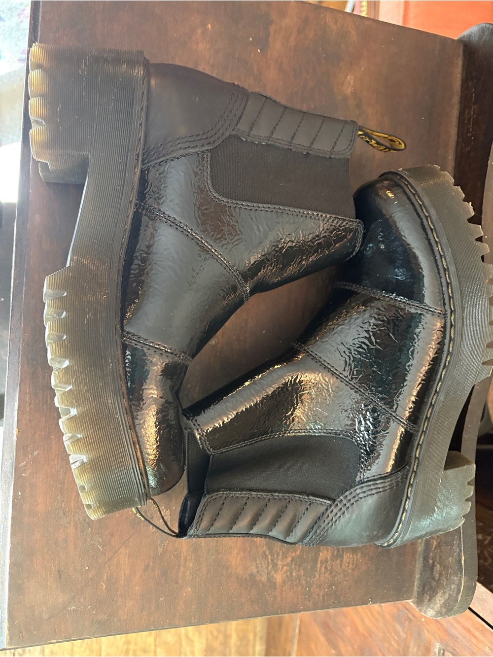 Dr. Martens Black Patent Lug Sole Chelsea Boots. Air Ware - Picture 14 of 15